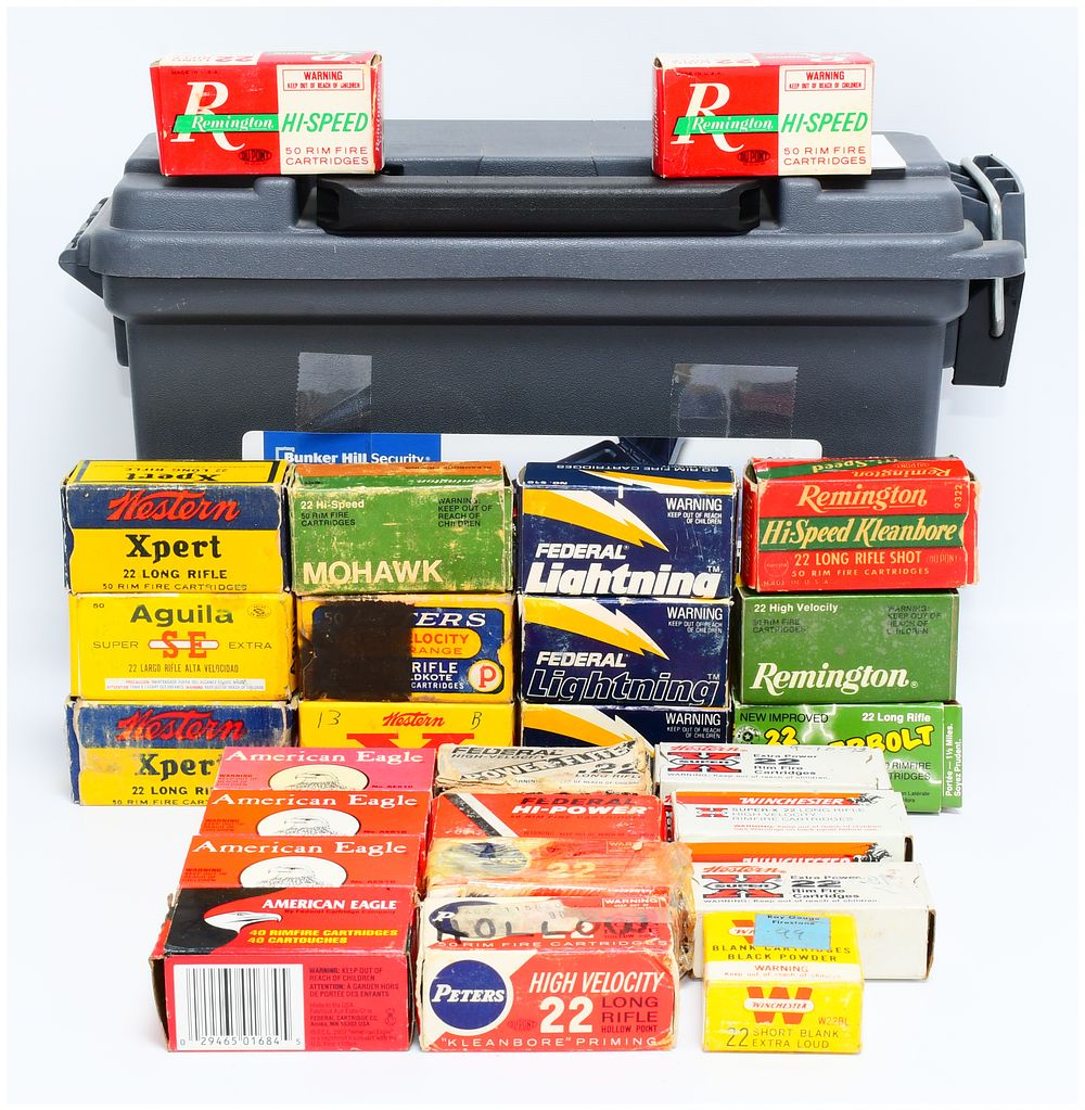 Lot 1162: 2000 Rounds of Mixed .22 LR Ammunition with Plastic Ammo Can