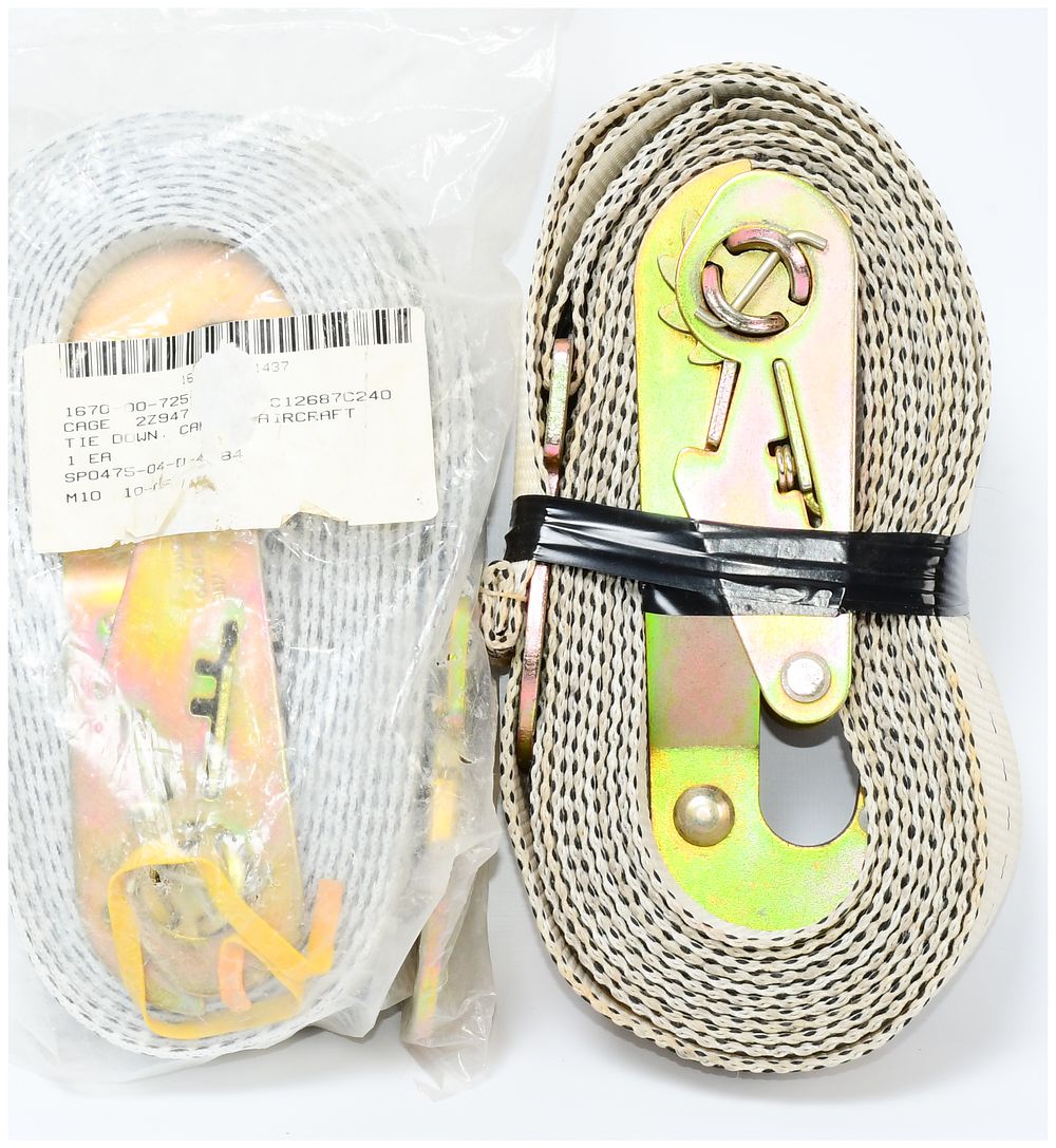 Lot 1190: A Pair of Kinedyne NSN 1670-00-725-1437 Aircraft Cargo Tie Down Ratchet Straps