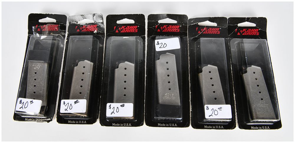 Lot 1193: Six Kahr Arms MK620 9mm and KS620 .40 S&W 6-Round Factory Magazines, New in Packaging