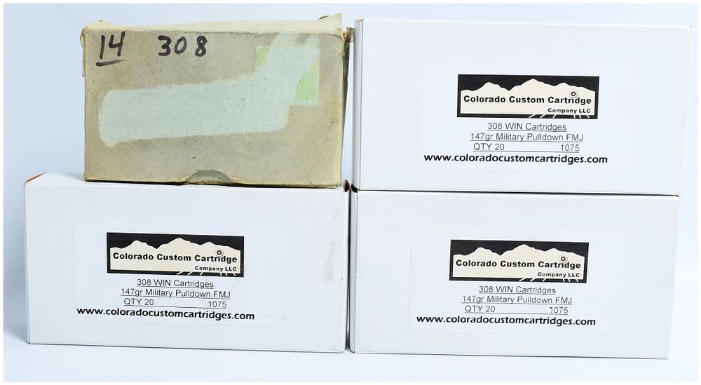 Lot 1231: 74 Rounds of Colorado Custom Cartridge Company LLC .308 WIN Cartridges