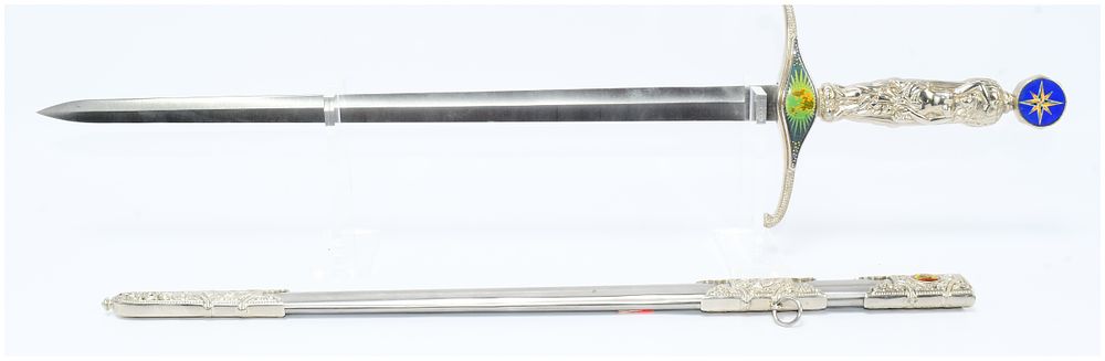 Lot 1241: A Decorative 'Nude Nymph' Sword and Scabbard, Marked 'Stainless China'