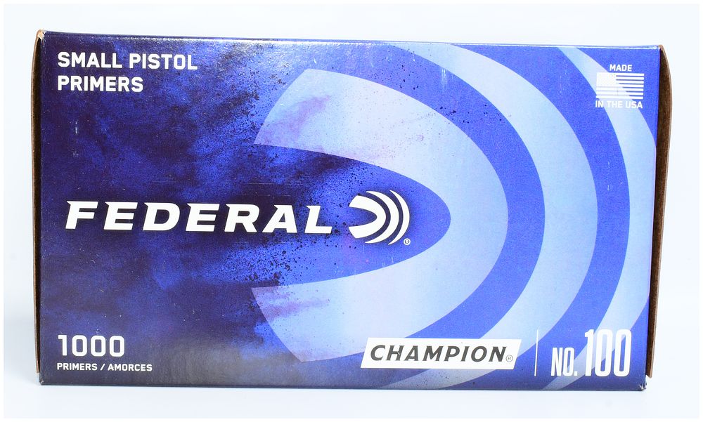Lot 1244: Federal Champion No. 100 Small Pistol Primers, 1000 Count