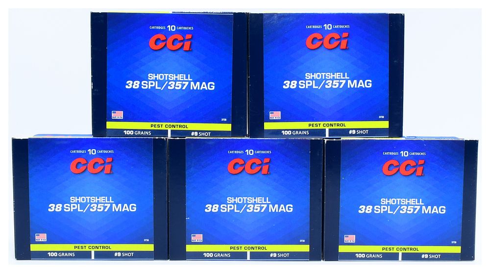 Lot 1246: A Group of 50 Rounds CCI Shotshell .38 Special / .357 Magnum #9 Shot Pest Control Ammunition