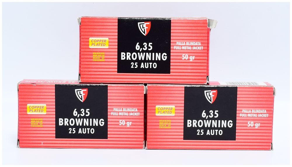 Lot 1261: 150 Rounds Fiocchi 6.35 Browning / .25 Auto 50 Grain FMJ Ammunition