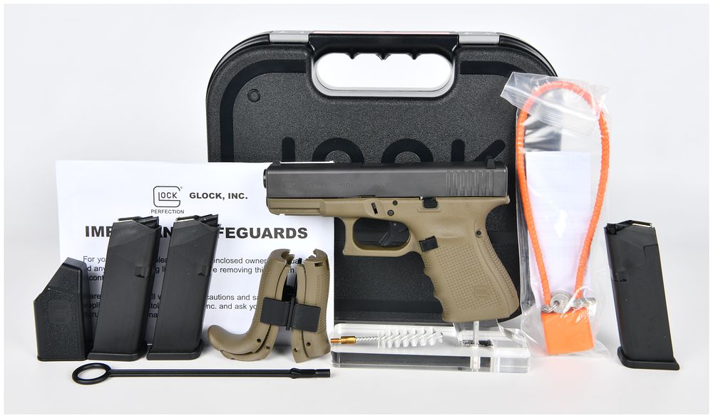 Lot 1293: Glock 19 Gen 4 Semi-Automatic Pistol, Olive Drab Frame, 9x19mm