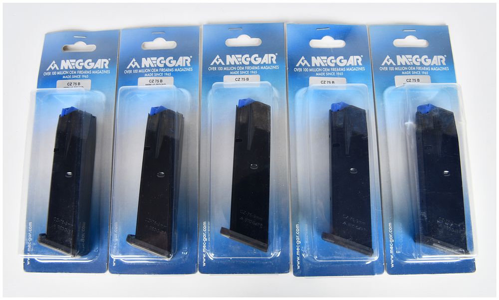 Lot 1313: A Set of Five Mec-Gar CZ 75B 9mm 10-Round Blued Magazines, MGCZ7510B