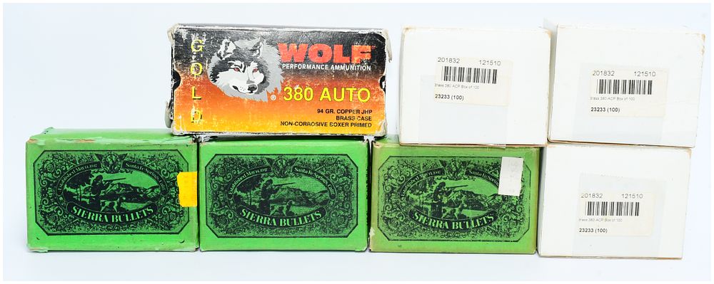 Lot 1316: 509 Reloading Bullet Tips for .380 ACP & .38 SPL, including Wolf Performance Ammunition and Sierra Bullets