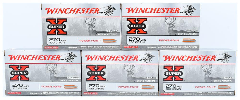 Lot 1318: Winchester Super-X Power-Point .270 Win 130 Grain Ammunition, 100 Rounds