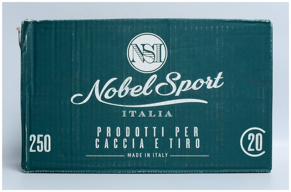 Lot 1339: 250 Rounds Nobel Sport Italia NSI Target Steel 20 Gauge 2 3/4" Shotgun Shells