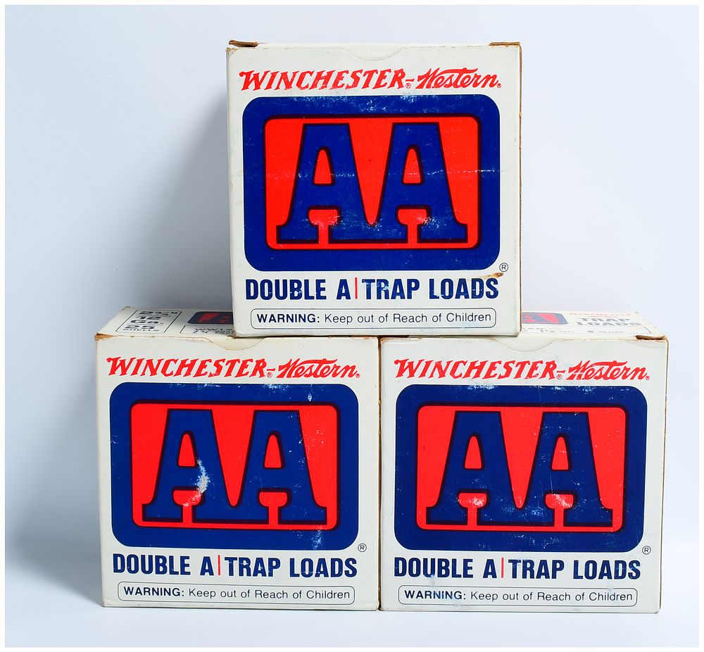 Lot 1366: Three Boxes of Winchester-Western 'AA Double A Trap Loads' 12 Ga. Shotgun Ammunition, 75 Rounds
