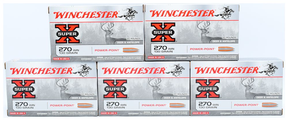 Lot 1378: Winchester Super-X Power-Point .270 WIN 130 Grain Ammunition, 100 Rounds