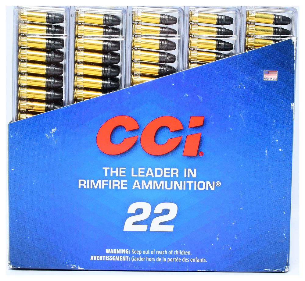 Lot 1405: 500 Rounds CCI 22 Long Rifle 40 Grain Subsonic Lead Hollow Point Ammunition
