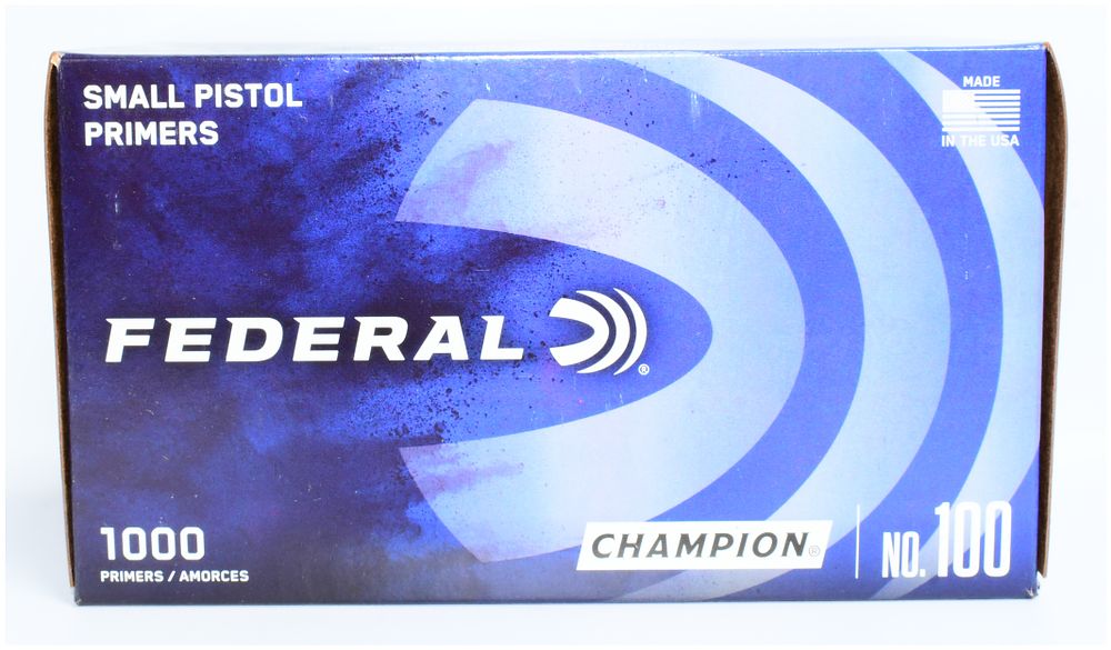 Lot 1424: Federal Champion Small Pistol Primers No. 100, 1000 Count