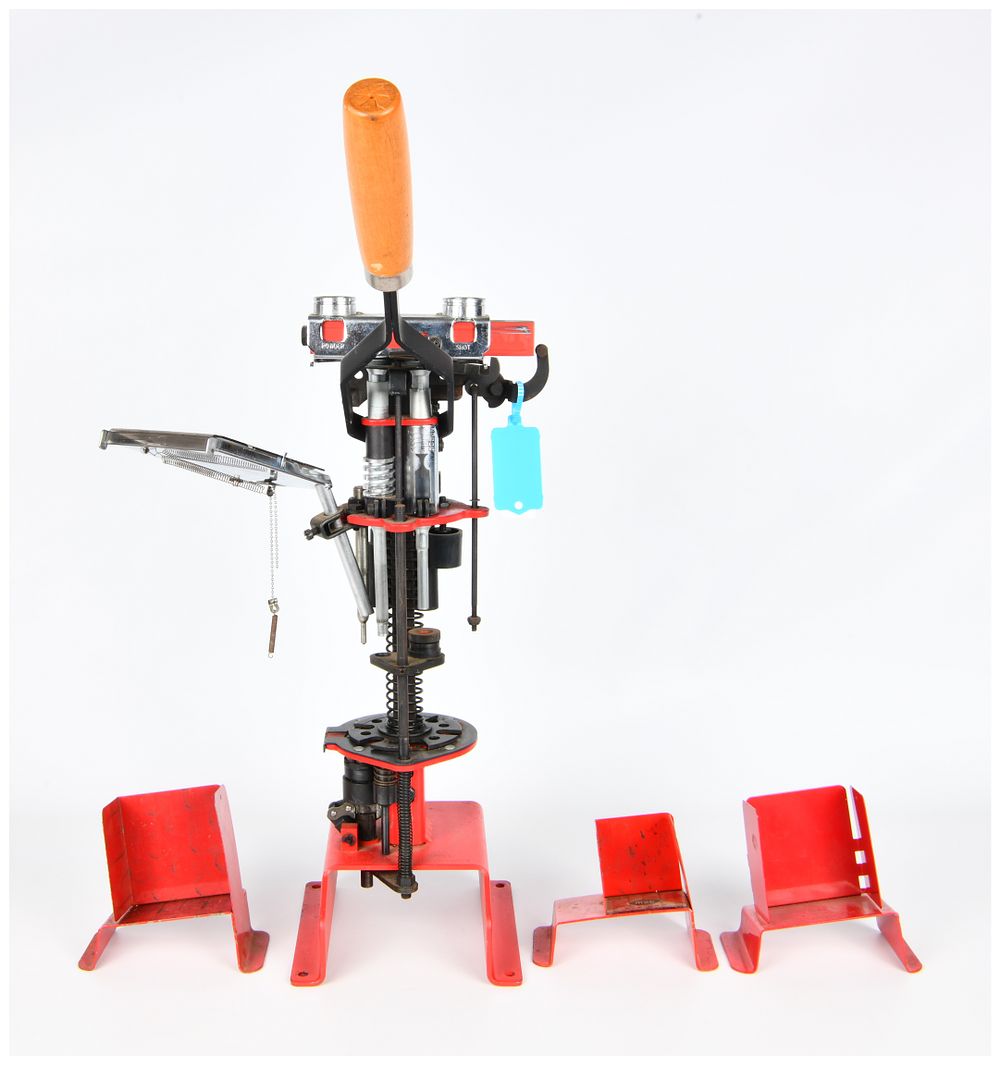 Lot 1427: MEC 8567 Grabber Progressive Shotshell Reloading Press, Appears to be in .410 Gauge, with Three E-Z Pak Caddies