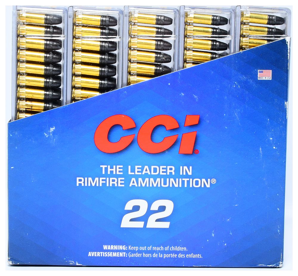 Lot 1465: 500 Rounds of CCI 22 Long Rifle 40 Grain Subsonic Hollow Point Ammunition