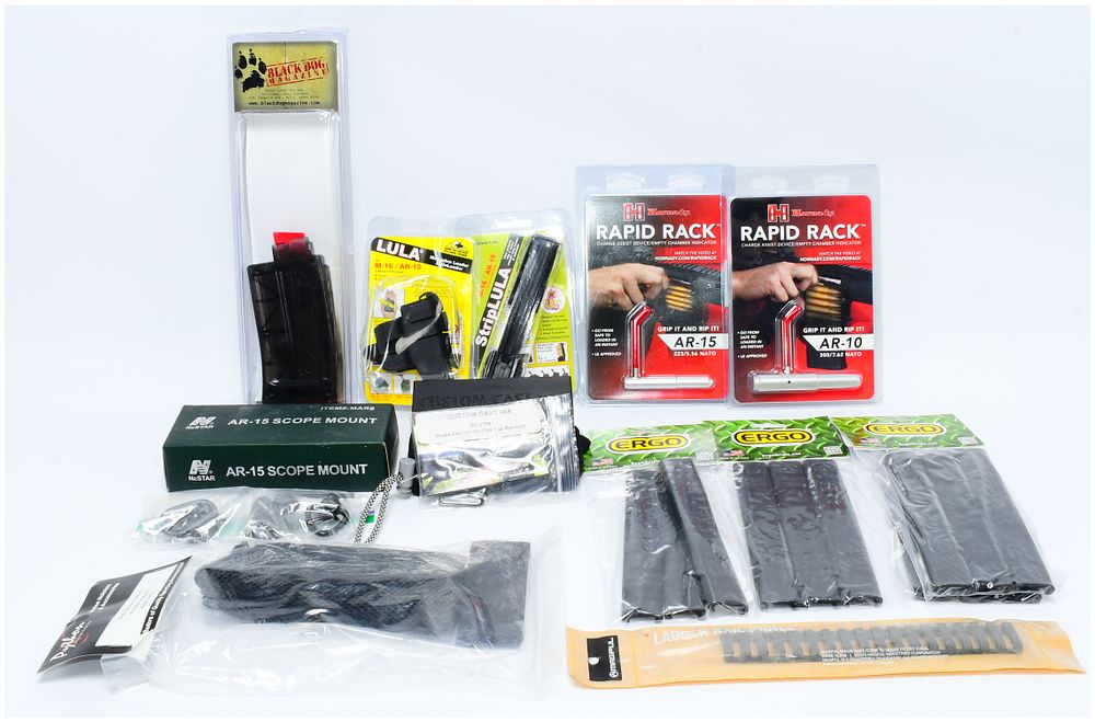 Lot 1466: A Collection of Modern AR-15 and AR-10 Firearm Accessories