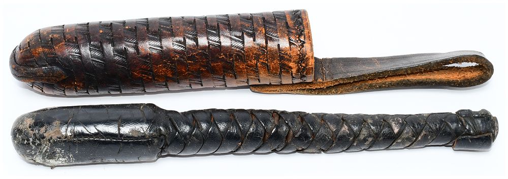 Lot 1478: A Vintage Braided Leather Sap or Bludgeon with Sheath