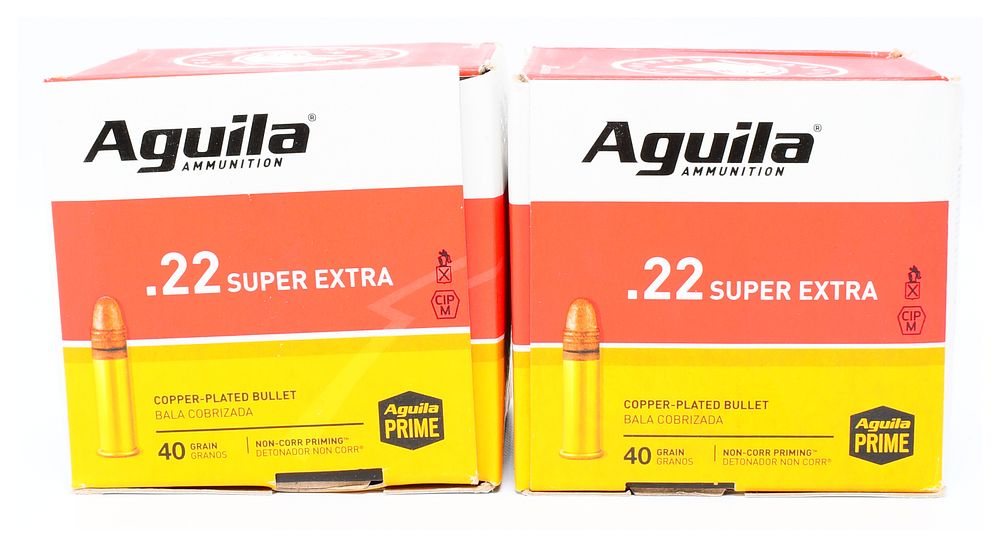 Lot 1498: 1000 Rounds of Aguila .22 Long Rifle Super Extra 40 Grain Copper Plated Rimfire Ammunition