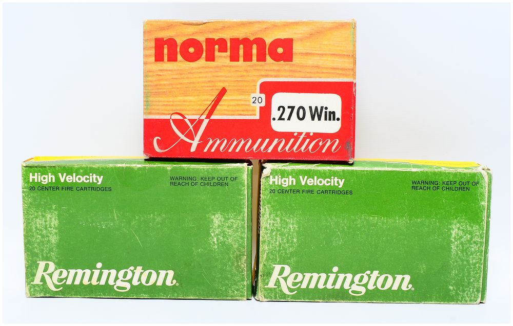 Lot 1501: 48 Rounds Vintage Norma and Remington .270 Winchester Ammunition