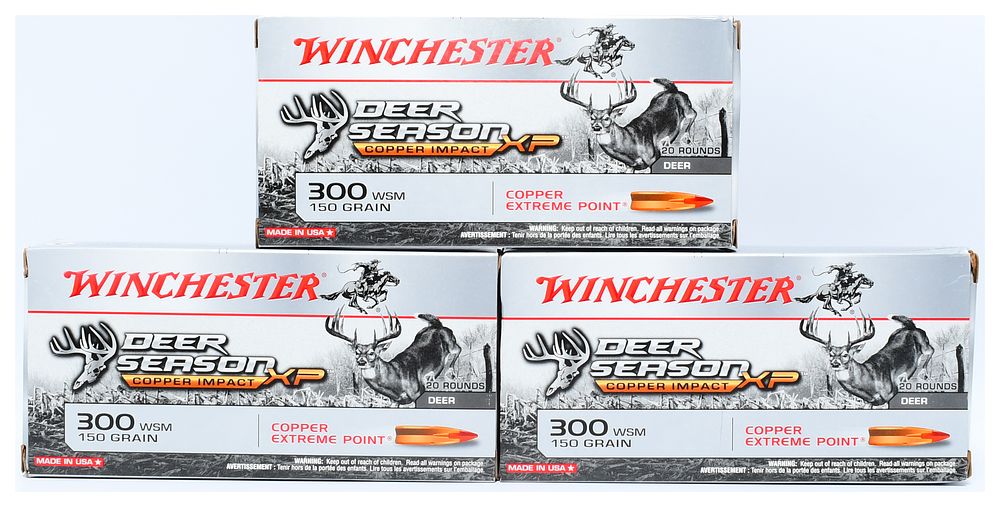 Lot 1534: Winchester Deer Season XP Copper Impact .300 WSM 150gr Extreme Point Ammunition, 60 Rounds