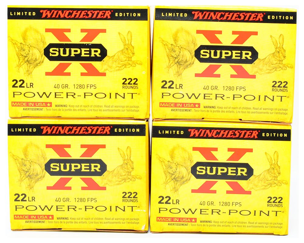 Lot 1570: Winchester Super-X .22LR 40 Grain Power-Point Copper Plated Hollow Point Ammunition, Limited Winchester Edition, 888 Rounds