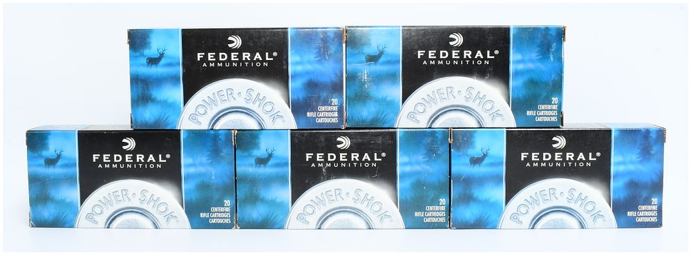 Lot 1594: Federal Power-Shok 243 WIN. 100 Grain Soft Point Centerfire Rifle Ammunition, 100 Rounds