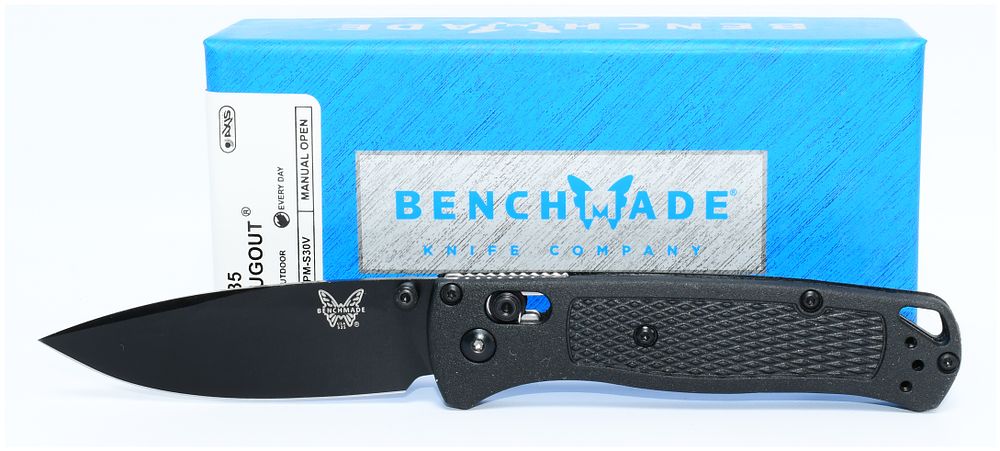 Lot 1598: Benchmade 535 Bugout Folding Knife, CPM-S30V Black Blade, Black Polymer Handle