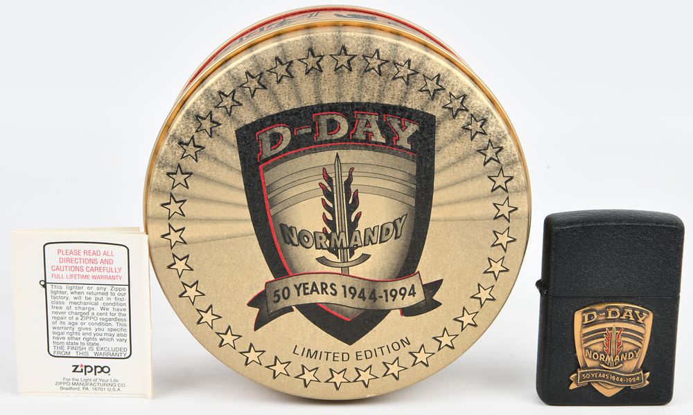Lot 1061: Zippo D-Day Normandy 50th Anniversary 1944-1994 Limited Edition Lighter with Commemorative Tin