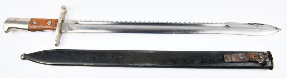 Lot 1154: Swiss Model 1914 Sawback Bayonet with Scabbard