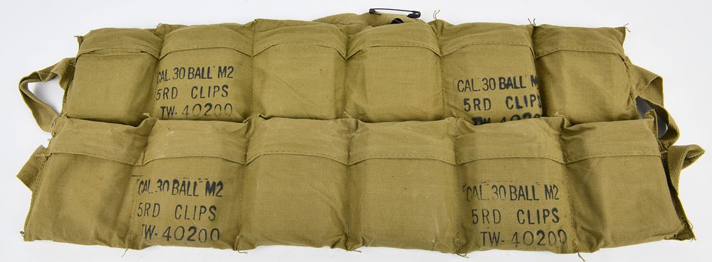 Lot 1160: WWII US Army .30-06 Ball M2 Ammunition Bandolier with 96 Rounds