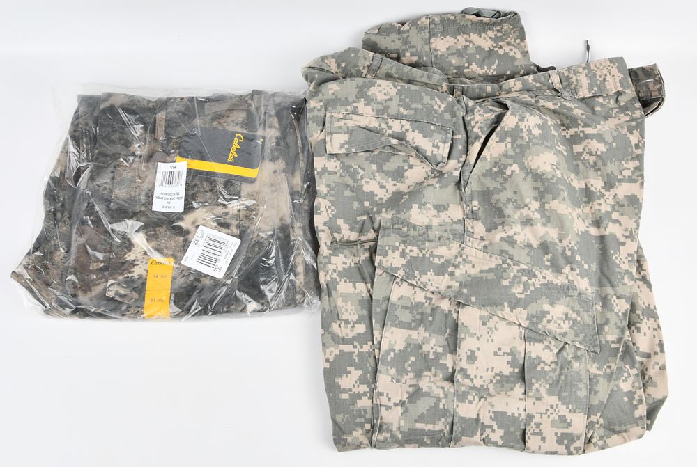 Lot 1196: A Pair of U.S. Army Combat Uniform (ACU) Digital Camouflage Trousers and Cabela's O2 Octane Camouflage Pants