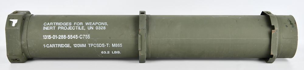 Lot 1247: U.S. Military M865 TPCSDS-T 120mm Cartridge Storage Case, Empty
