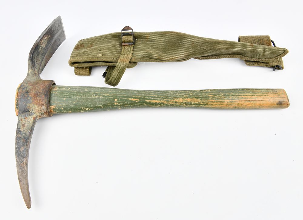 Lot 1334: US Military M-1910 Pick Mattock with Carrier, Diamond Calk, 1944