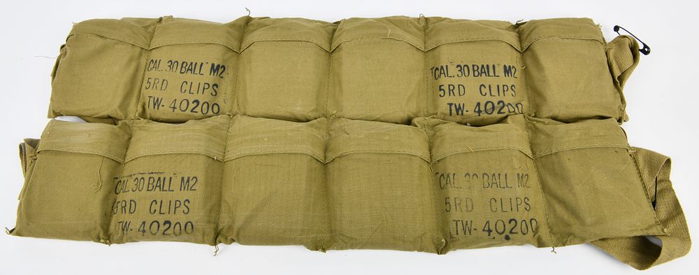 Lot 191: A Pair of U.S. Military .30 Caliber Ball M2 Ammunition Bandoliers with Ammunition