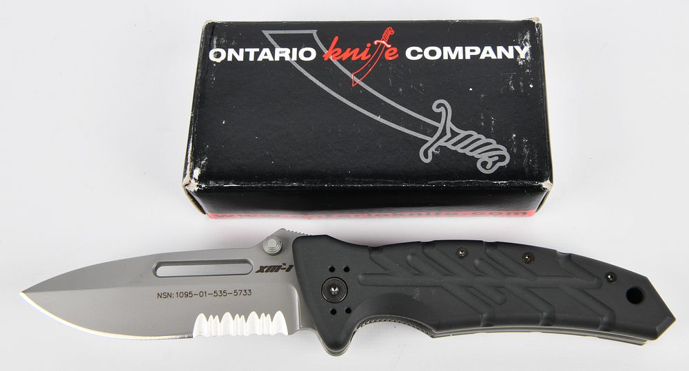 Lot 332: ONTARIO knife COMPANY OKC 08755 XM-1 S EXTREM MILITARY Folding Tactical Knife