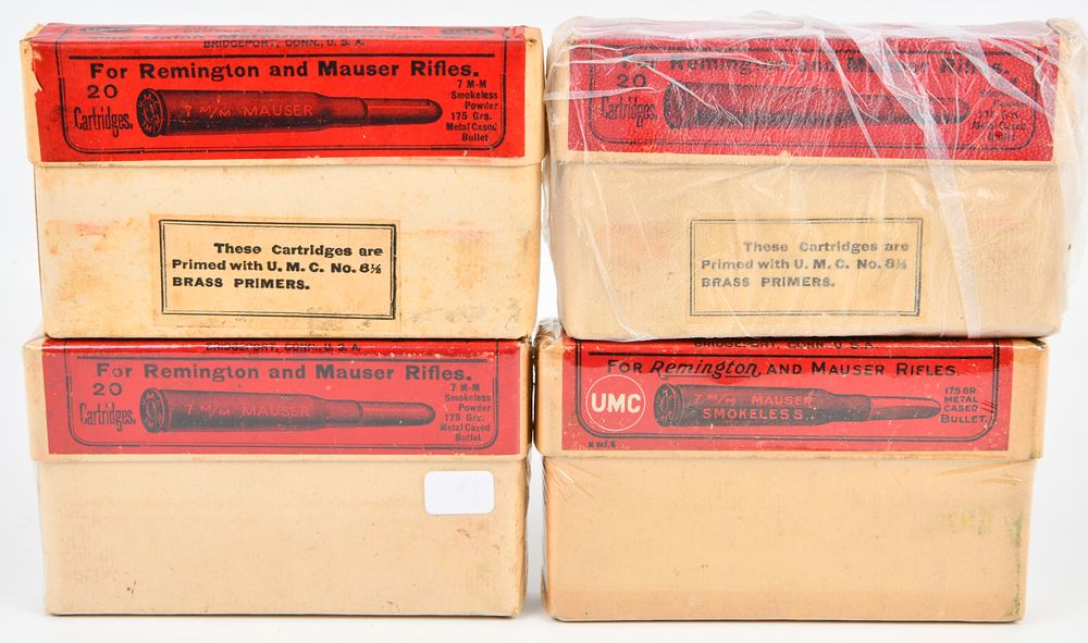 Lot 380: A Group of Vintage Union Metallic Cartridge Co. 7mm Mauser Ammunition Boxes