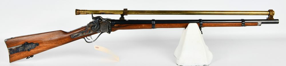 Lot 405: Pedersoli Sharps New Model 1859 Percussion Black Powder Rifle with Tasco 1860 Replica Scope
