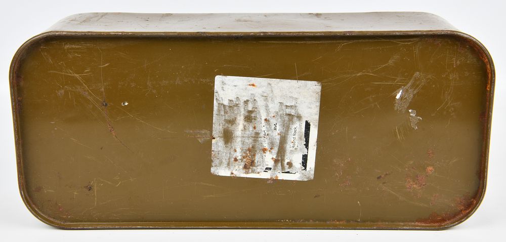 Lot 461: Full and Sealed Russian Military Ammunition Spam Can, Marked 'РБ32'