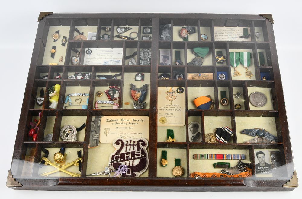 Lot 47: Moller Family Collection of Military, Boy Scout, and Personal Memorabilia in Display Case