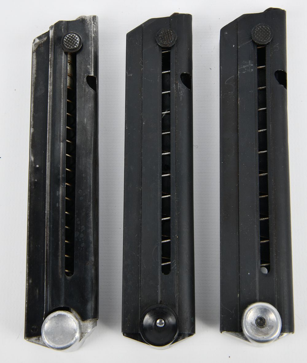 Lot 92: Three WWII German Luger P.08 Pistol Magazines, including FXO marked example