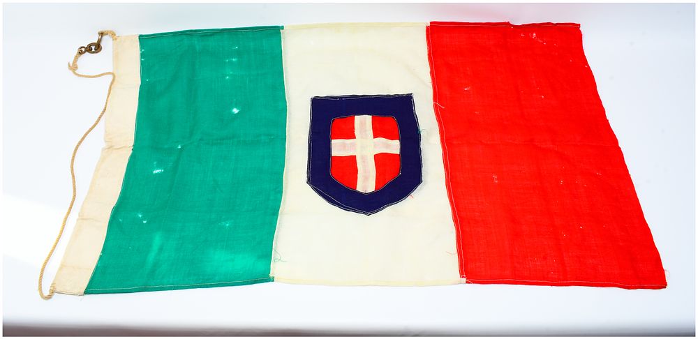 Lot 59: Original WWII Kingdom of Italy Flag with Savoy Coat of Arms