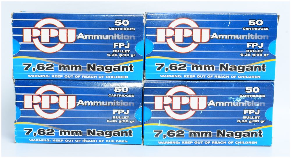 Lot 121: 188 Rounds of PPU 7.62 Nagant 98 GR FMJ Ammunition