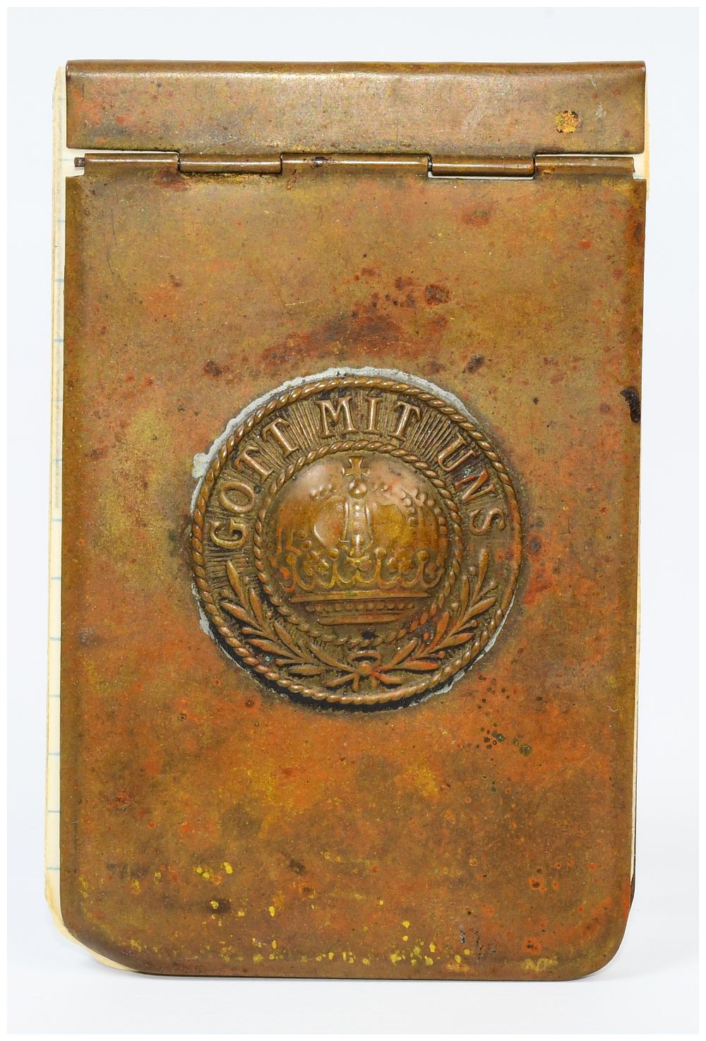 Lot 130: WWI Imperial German 'Gott Mit Uns' Brass Matchbox Holder
