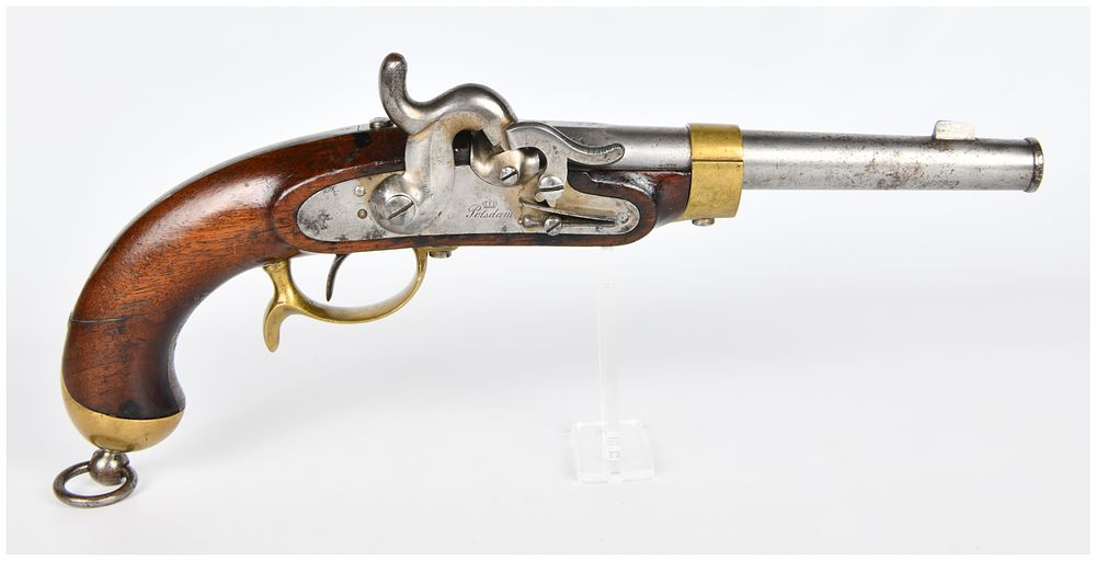 Lot 174: A Prussian Model 1850 Percussion Cavalry Pistol, Potsdam, dated 1853 and 1866