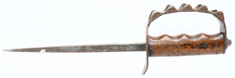 Lot 214: An American Fixed-Blade Fighting Knife with Knuckle-Duster Guard, Stamped 'A.C.CO.U.S.A.'97'