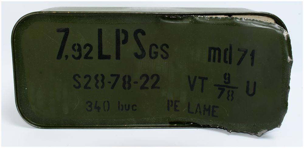 Lot 286: Romanian 7.92x57mm Mauser Ammunition Spam Can, 320 Rounds