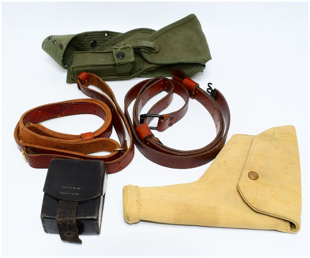 Lot 325: Five US WWI Military Canvas and Leather Utility Items, including M-1911 Holster