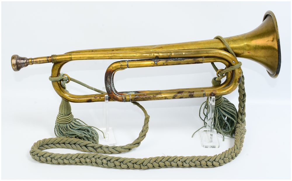 Lot 334: J.W. Pepper Premier U.S. Military Brass Bugle with Cord and Tassels