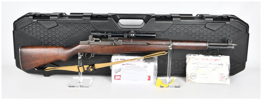 Lot 383: U.S. Springfield Armory M1C Garand Sniper Rifle with M82 Telescope and CMP Documentation