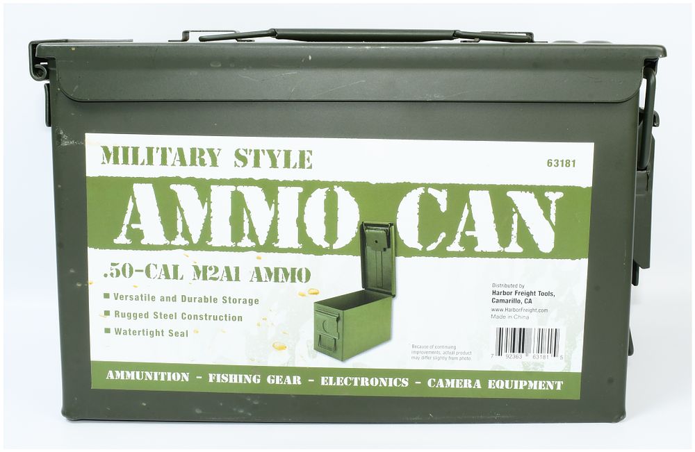 Lot 415: A Military Style .50-Cal M2A1 Ammo Can, Distributed by Harbor Freight Tools